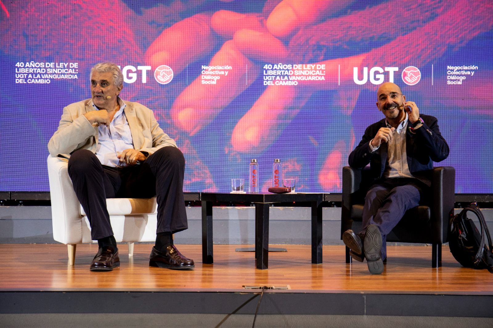 Fernando Romay y Fernando Luján conversan sobre las pensiones de los deportistas y el papel del sindicato en las jornadas confederales de Acción Sindical