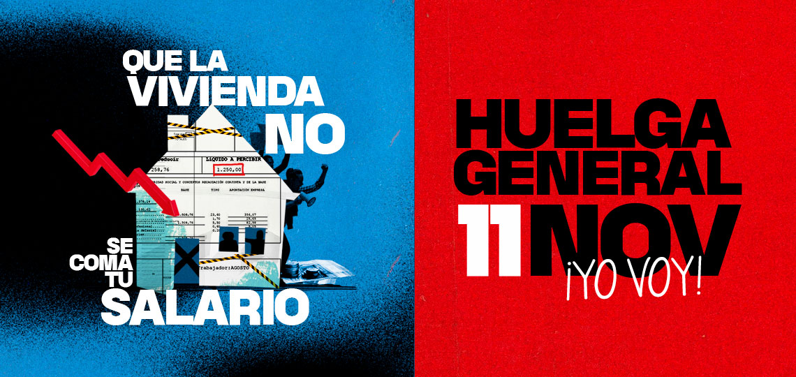 Cartel de UGT sobre la huelga general del 11N