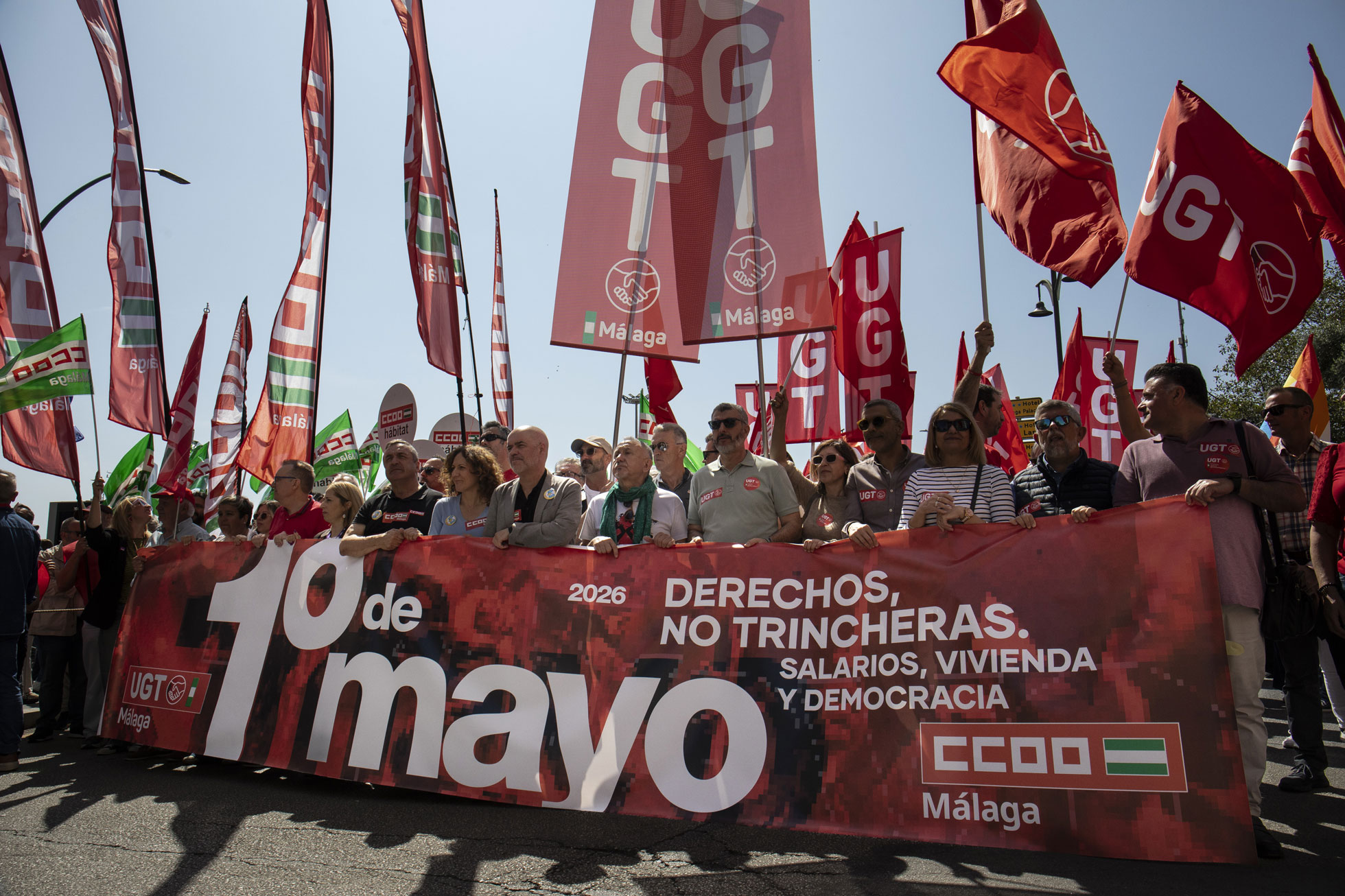 Cabecera del Primero de Mayo en la ciudad de Málaga