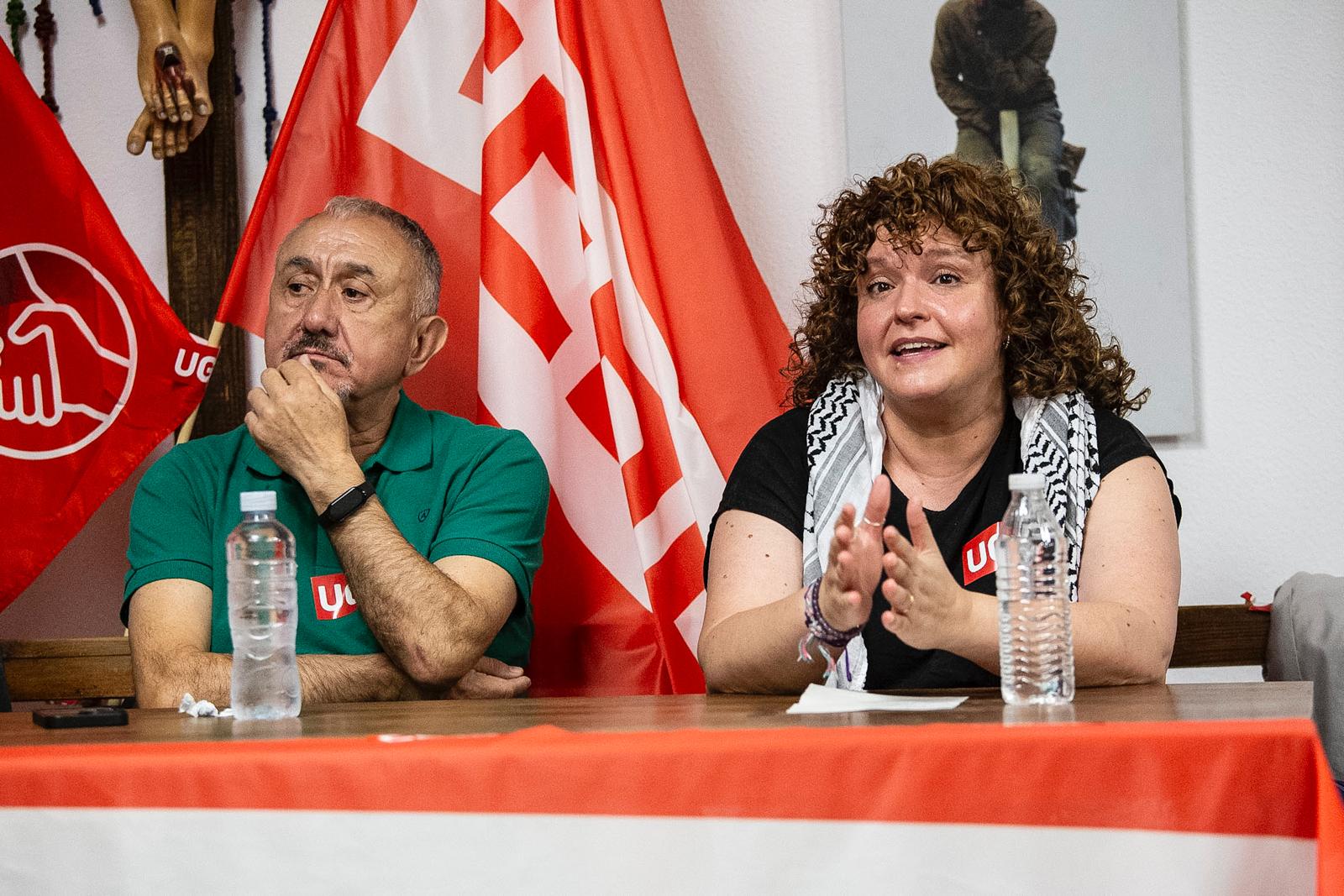 Pepe Álvarez, secretario general de UGT y Susana Huertas, secretaria general de UGT-Madrid