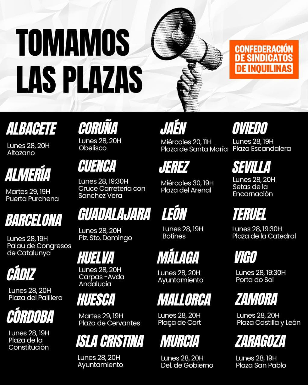 Calendario de movilizaciones